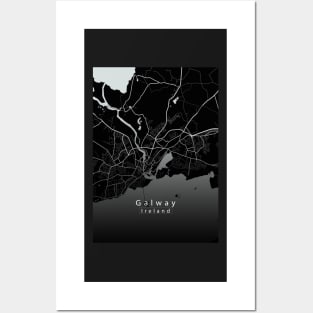 Galway Ireland City Map dark Posters and Art